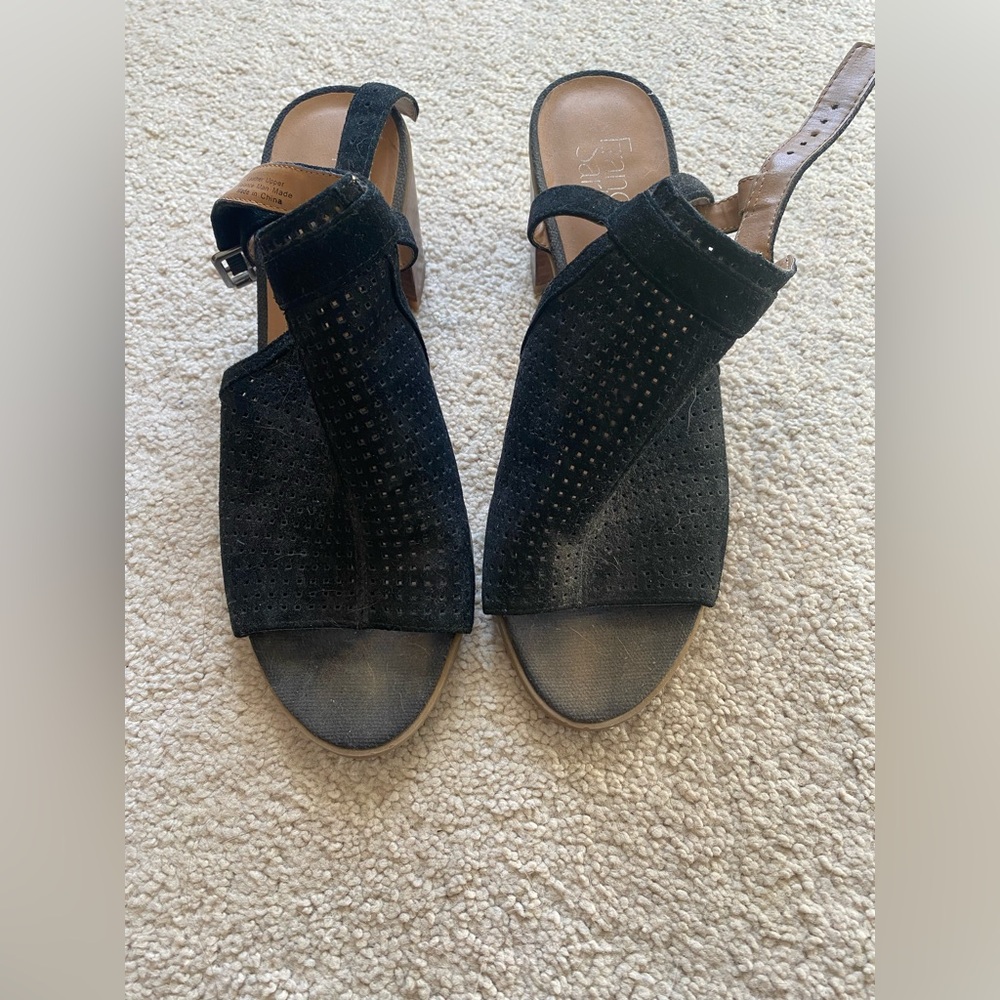 Franco Sarto Black Perforated Sandals